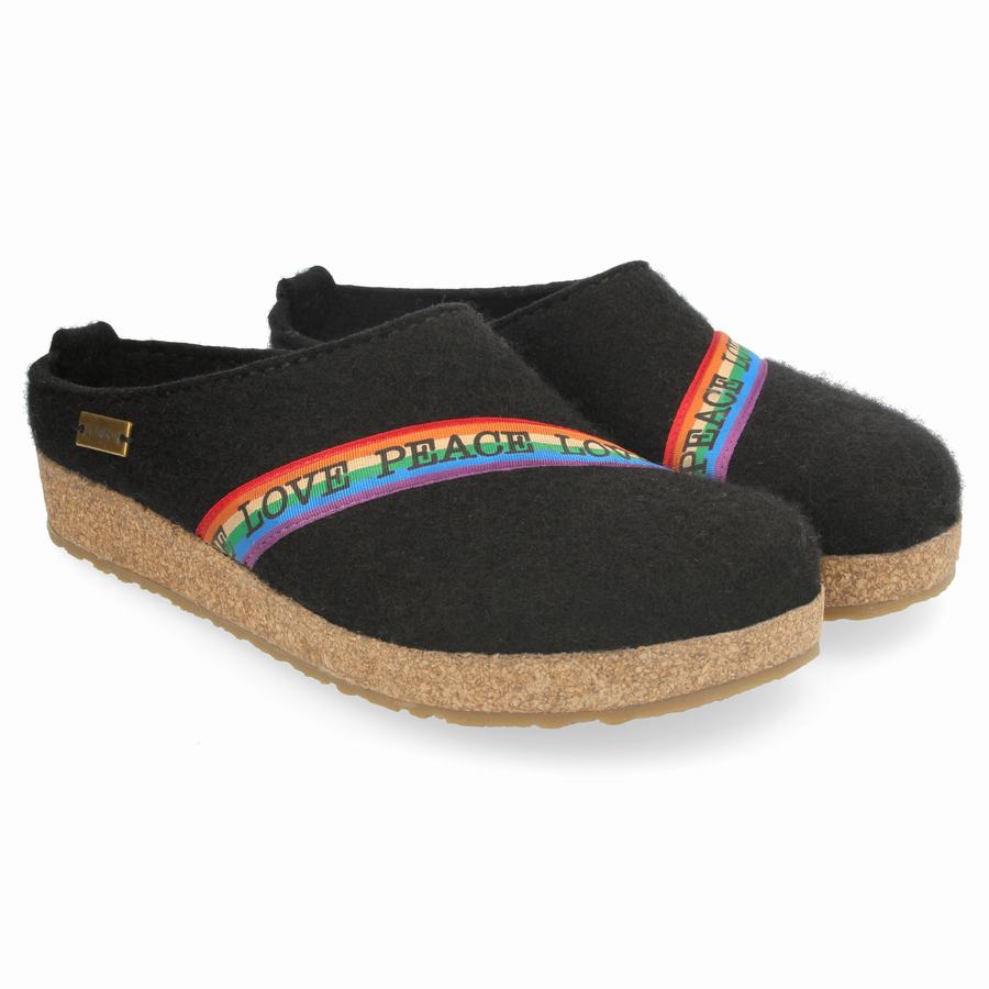 Clogsy Haflinger Rainbow Panske Čierne | AEF1463TJ