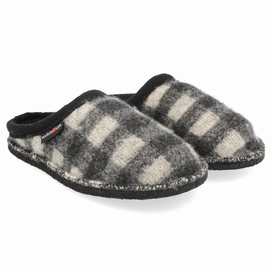 Novelty Papuče Haflinger Plaid Damske Čierne Biele | UMM10034MU